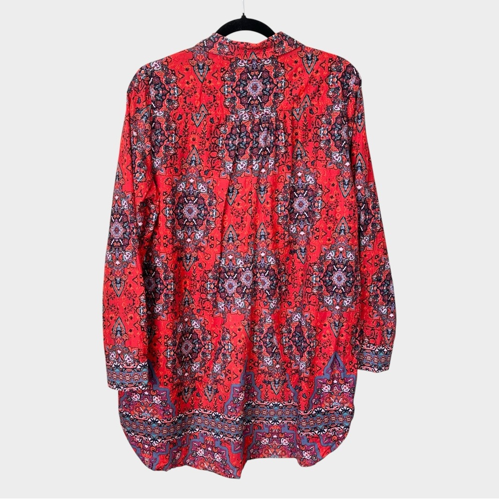 SOFT SURROUNDINGS Red Paisley Tunic Blouse Size Large 100% Cotton - Picture 3 of 6